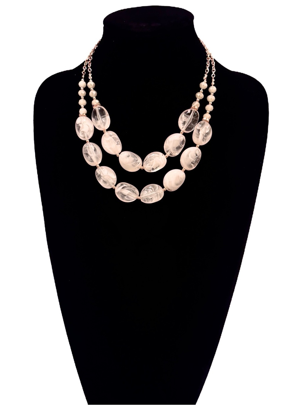 The Limited Rose Gold Pink Semi Precious Statement Necklace NWT